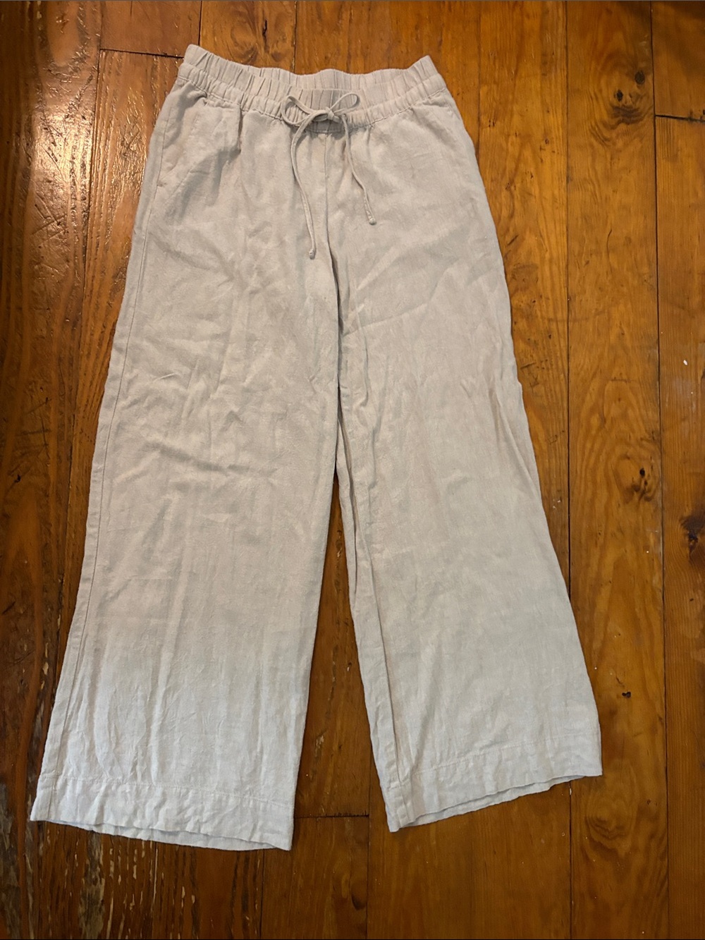 a new day Light Gray Drawstring Linen-Blend Joggers